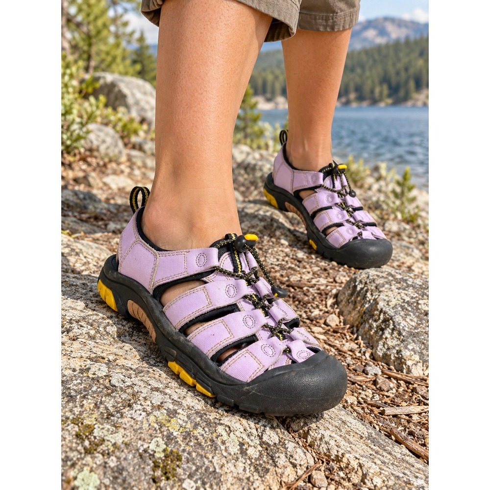 KEEN Newport H2 Purple Yellow Waterproof Hiking Sandals Womens